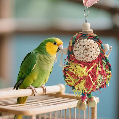 Parakeet Toys, Natural Sola Balls and Shredding Hanging Chewing Toy, Bird Toys - Image 9