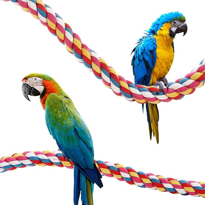 Bird Rope Perches, Parrot Toys 41 inches Rope Bungee Bird Toy - Image 7