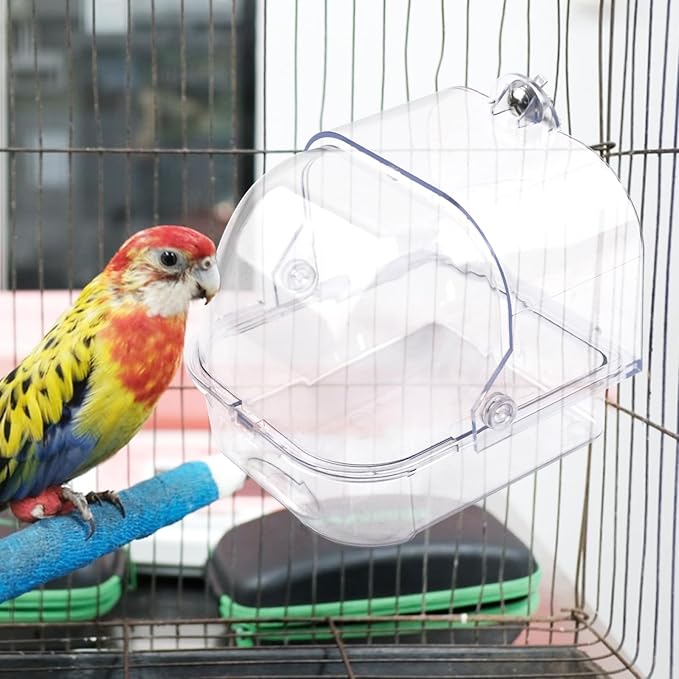 Bird Bath for Cage Transparent Bird Bathtub Hanging Portable Shower Pool - Image 7