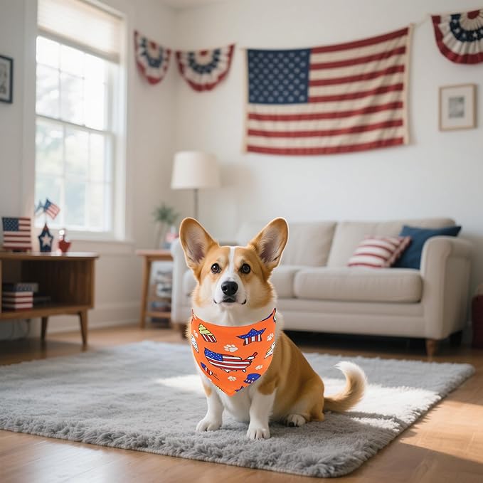 30 Pcs Patriotic Small Dog Bandanas Bulk 25 Inch Independence Day Dogs Bandana - Image 5