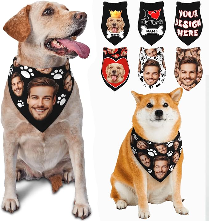 Custom Dog Bandana for Cat Dog Pet Add Your Design Personalized Neckwear by Custom