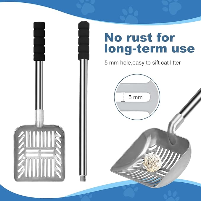 Cat Litter Spoon Metal Removable Stainless Steel Long Handle Cat Litter Screen - Image 2