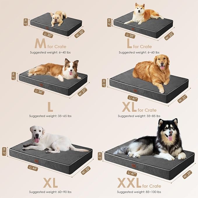 EHEYCIGA Waterproof Dog Bed Orthopedic 47"x29", Memory Foam Pet Bed - Image 3