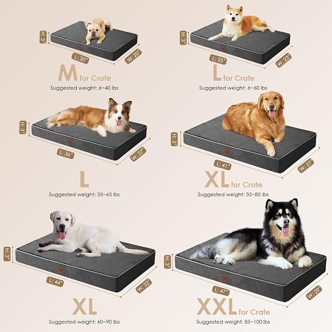 EHEYCIGA Waterproof Dog Bed Orthopedic 30"x20", Memory Foam Pet Bed - Image 3