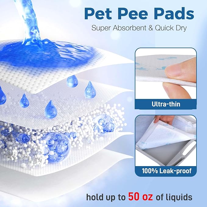 Cat Pads 50 ct Super Absorbent Pet Pee Pads Compatible - Image 2