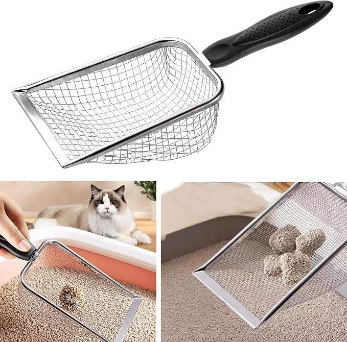 itPlus Cat Litter Scoop, Stainless Steel Cats Sturdy Mesh Scooper Kitty Litter - Image 6