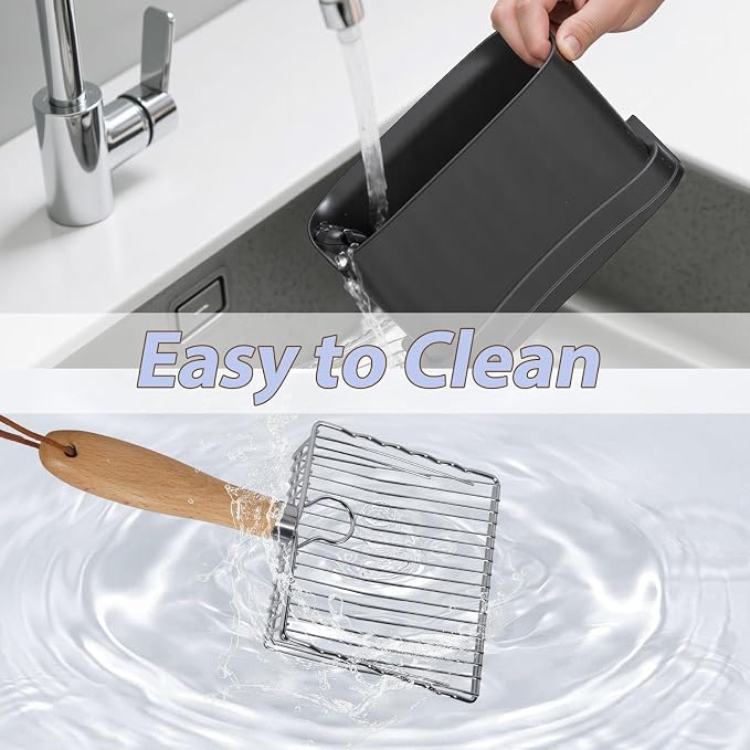 Cat Litter Scooper with Holder, Metal Cat Litter Scoop, Stainless Steel Sifting - Image 7