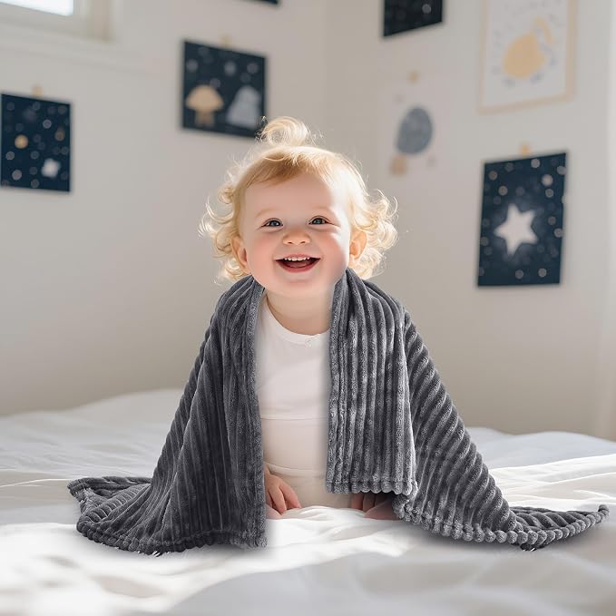 Soft Fleece Baby Blanket Ultra Cozy Grey Baby Blankets - Image 8