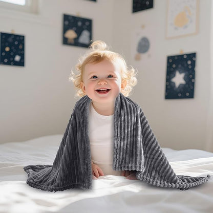 Soft Fleece Baby Blanket Ultra Cozy Grey Baby Blankets - Image 8
