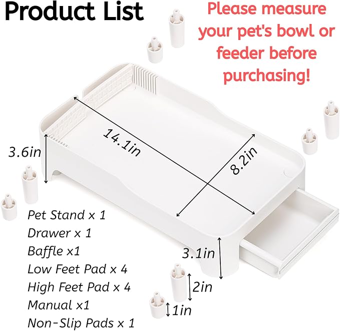 YOUEON Raised Pet Feeder Stand for Cats and Dogs Neck Health, Adjustable Height - Image 2