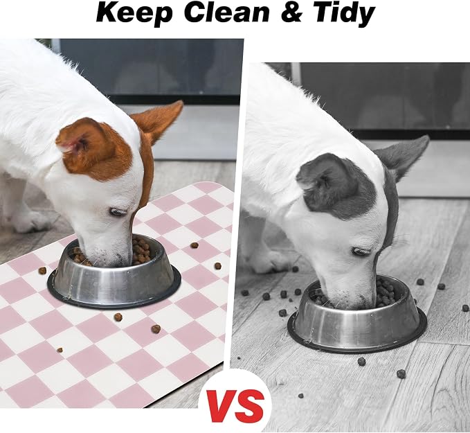 Checkered Dog Food Mat, Absorbent Leak-Proof Pet Feeding Mat, Quick Dry Cat - Image 8