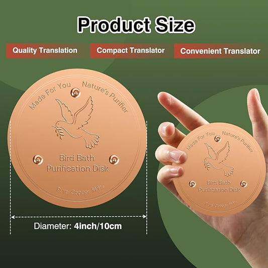 Bird Bath Copper Disc- Reinforced 99.99% Pure Copper Bird Bath Purification - Image 2