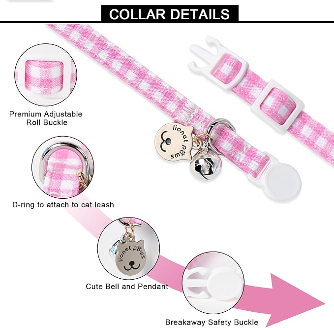 Lionet Paws 2pcs Pack Cotton Cat Collar, Breakaway Buckle - Image 4