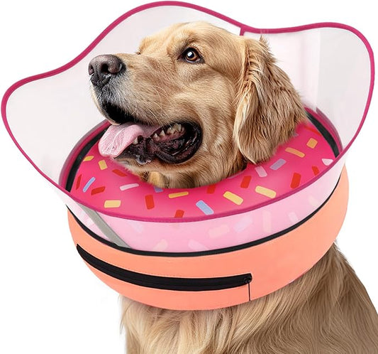 Supet Raised Inflatable Dog Cone Collar to Stop Licking, Soft Dog Cone by Supet