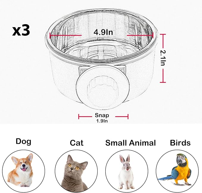 3 Pieces Crate Dog Bowl, Removable Stainless Steel Pet Kennel Hanging Food - Image 6