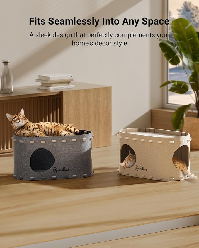 DownyPaws Cat House for Indoor Cats, Cat Bed Cave for Multiple & Large Cats Up - Image 6