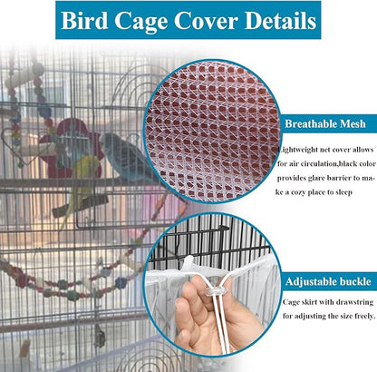 ASOCEA Large Bird Cage Seed Cather, Bird Cage Cover Adjustable Soft Airy Skirt - Image 4