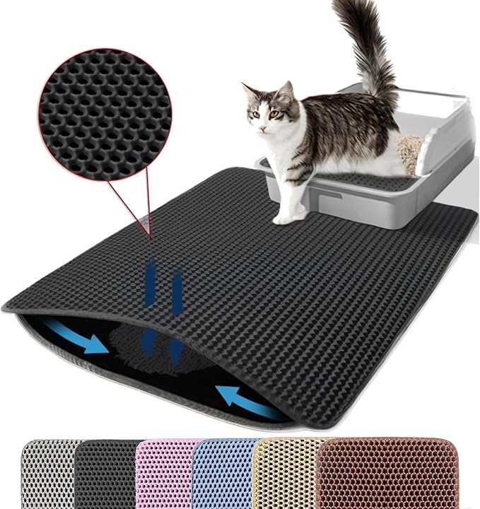 Small Cat Litter Mat, 20x14’’ Double Layer Honeycomb Cat Litter Box Mat by Petinstinct