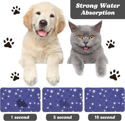 Dog Food Mat, Absorbent Water Bowl Mats Cat Pet Feeding Placemats Dark Blue 12 - Image 2