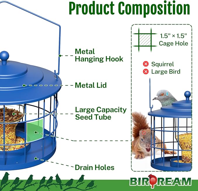 Squirrel Proof Bird Feeder, Metal Cage Bird Feeder - Image 4