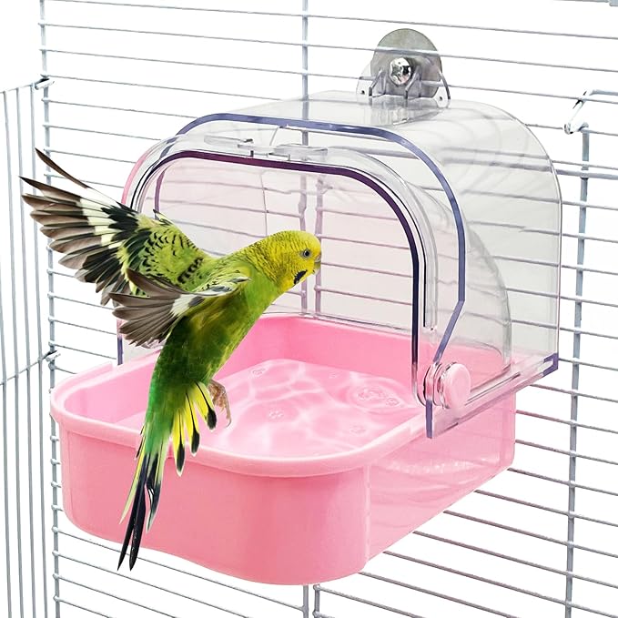 Tfwadmx Bird Cage Bath Hanging Parrot Bath Tub Water Shower Food Feeder Holder by Tfwadmx