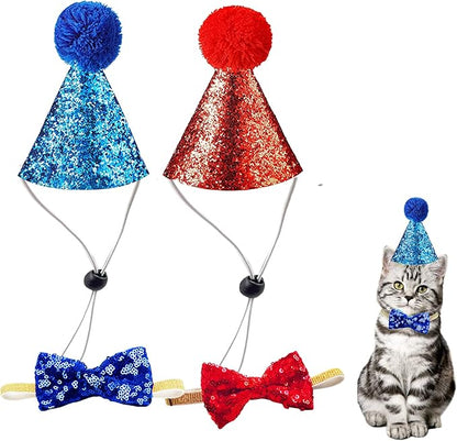 Christmas Pet Party Jazz Hat and Blingbling Bow Tie Breakaway Collar Set by Arogheiz