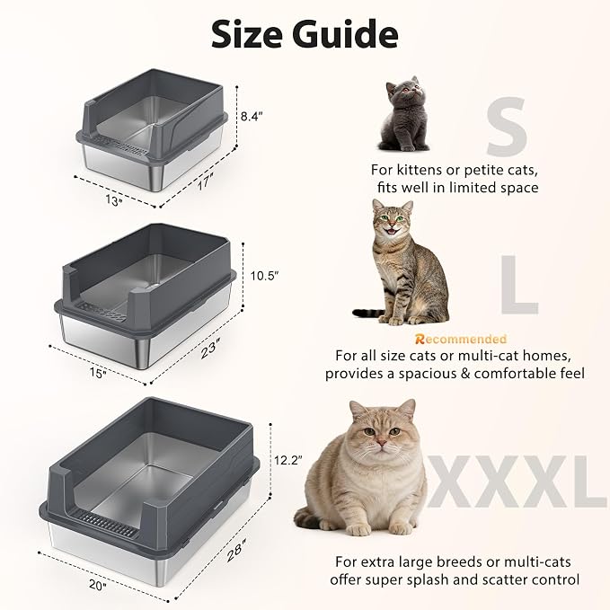 FURTIME XXXL Extra Large Stainless Steel Litter Box - Image 6