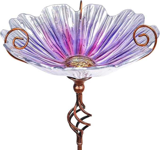 MUMTOP 31 Inch Height Glass Birdbath Birdfeeder by MUMTOP