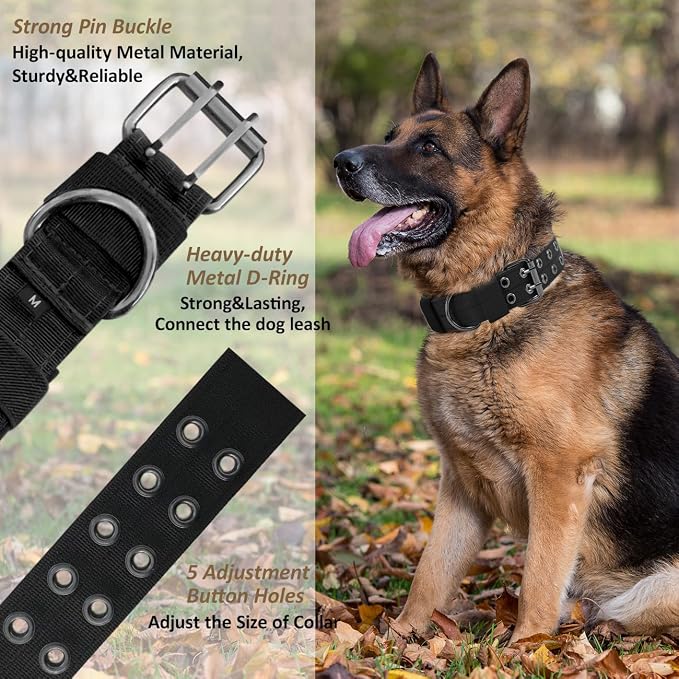 Tactical Dog Collar Military Adjustable Dog Collars Soft Nylon Training Collar - Image 4