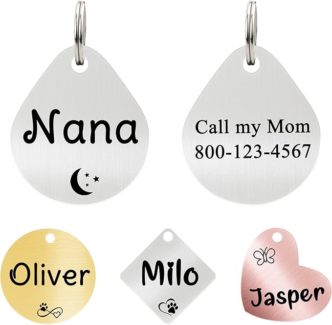 Ultra Joys Cat ID Tag Personalized Pet Tags, Durable Stainless Steel Small Pet by UltraJoys