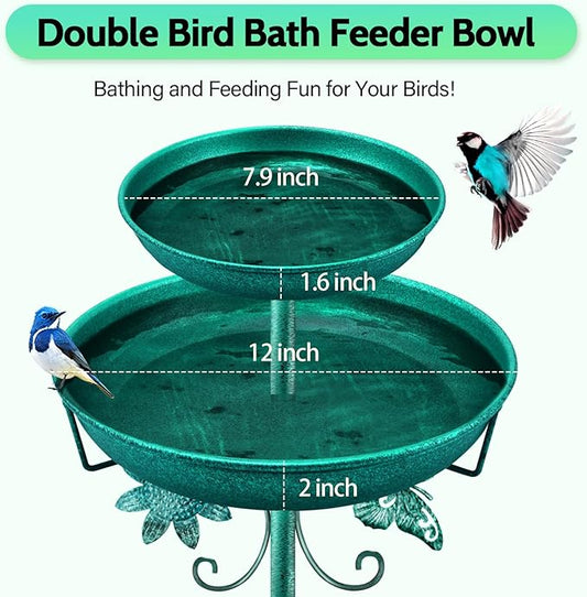 Daoeny Bird Bath for Outside, 42In Vintage Freestanding Birdbaths for Outdoors - Image 2