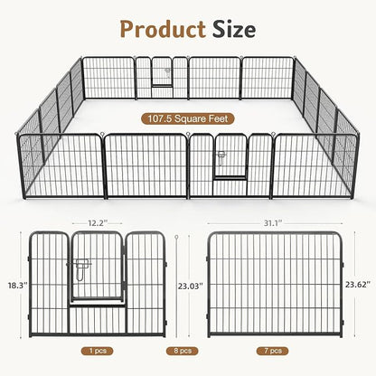 DUMOS Dog Playpen Indoor, Metal 24 Inch 16 Panels Foldable Pet Fence - Image 2