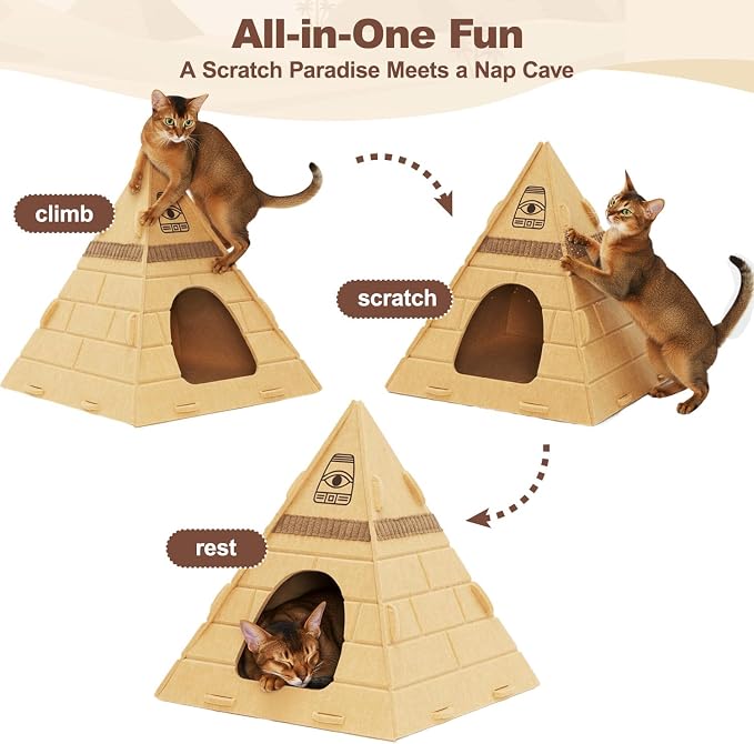 Cat House for Indoor Cats, Scratch-Resistant Cat Cave, Felt Cat Hideaway - Image 2