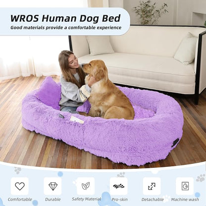 Human Dog Bed, Washable Faux Fur Pet Bed - Image 2
