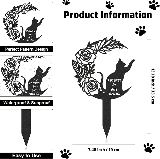 Pet Grave Markers Cat, Metal Memorial Plaques - Image 2