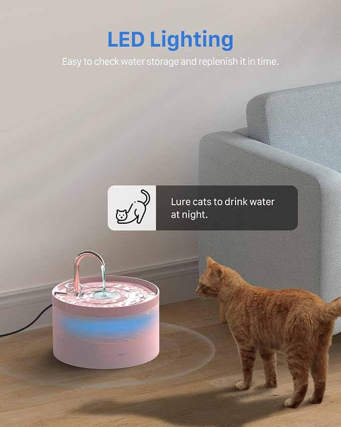 Cat Water Fountain Pink for Drinking: 67oz/2L Cat Fountain - Image 4