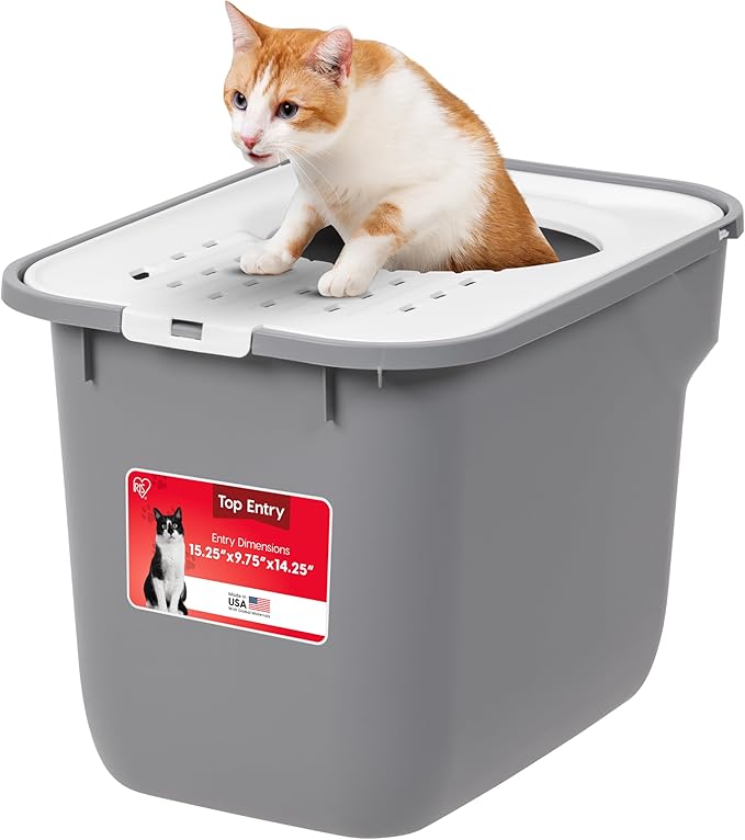IRIS USA Cat Litter Box, Large Cat Box Enclosure, Top Entry by IRISUSA