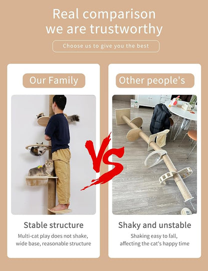 Floor-to-Ceiling Cat Tree with Natural Sisal Rope Scratching Post - Image 5