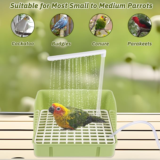 Automatic Bird Bath with Pump, Parrot Bathtub with Anti-Bite Cord Protector - Image 8