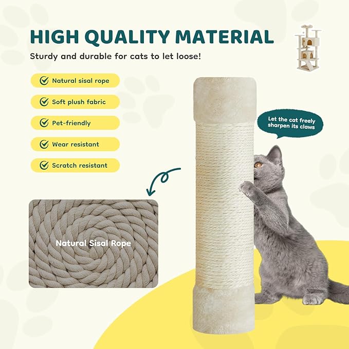 Cat Tree 54 Inch, Sisal Scratching Posts and Climbing Ladder, Pet Play Toy - Image 4