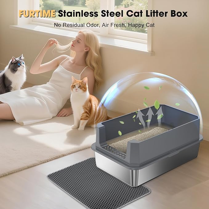 FURTIME Stainless Steel Litter Box - Image 8