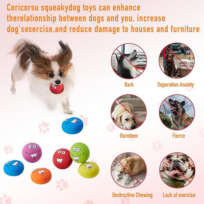Squeaky Dog Toys Funny Face Chewing Latex Rubber Soft Fetch Play Interactive - Image 7