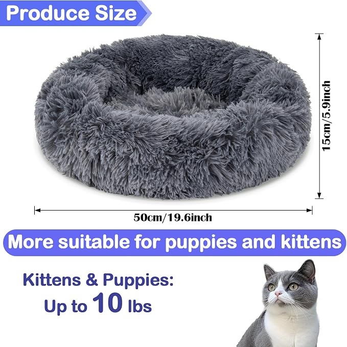 Cat Bed - Calming Cat Bed for Small Kittens Donut Washable Round for Indoor - Image 2