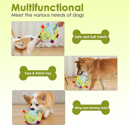 Dog Squeaky Plush Toy with Straps, 6-Inch Soft Stuffed Ball with Cotton - Image 3