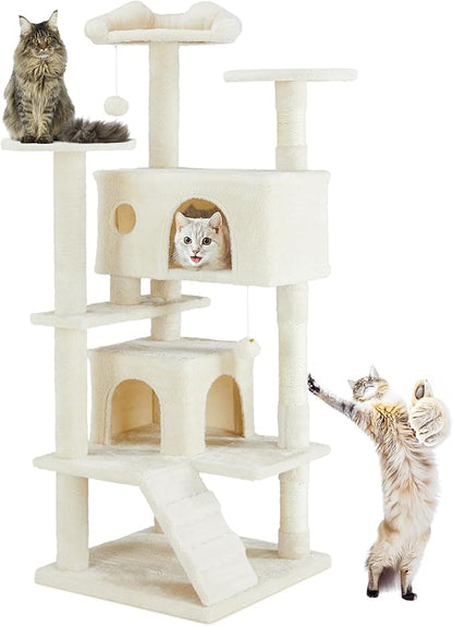 54 Inches Multi-Level Cat Tree Tower, Cat Tree Tower Furniture Activity by SimpleDeluxe