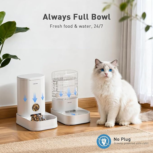 PAWGETHER® 2 Pack Gravity Cat Feeder and Water Dispenser 1 Gallon/3.5L - Image 2