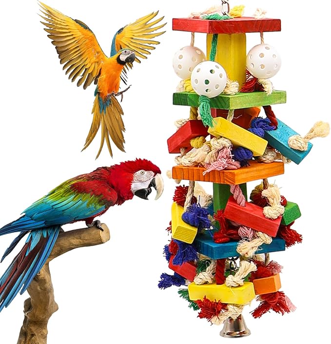 Bird Toys for Parrots, Parakeet Toys Natural Woode Parrot Toy for Large Medium by Unknown