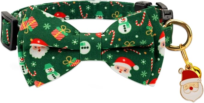 2 Pack Cotton Cat Collar with Bow Tie and Bell - Image 3
