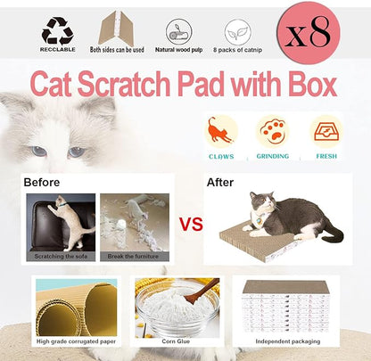8 Packs in 1 Cat Scratch Pad, Cat Scratcher Cardboard, Reversible, Durable - Image 6