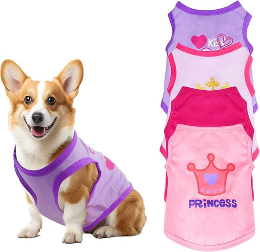 4 Pack Dog Shirts Summer Printed Puppy Clothes Cute Sleeveless Pet T Shirts Dog - Image 2